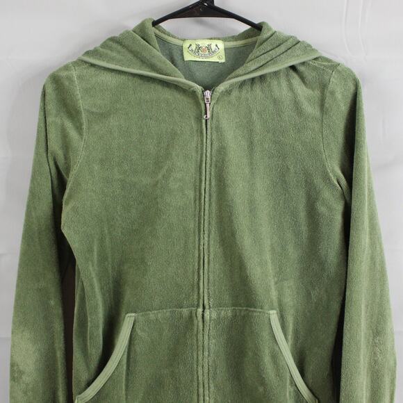 Vintage Y2K Juicy Couture M L Terry Cloth Tracksuit Flare Green Cargo Pocket - Picture 3 of 16